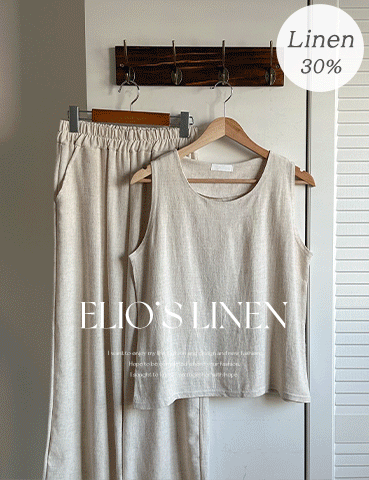 [여름린넨투피스]엘리오 린넨 나시(린넨30%,세트구매가능,3color) 여름세트 썸머와이드 루즈핏 라운드넥 여름하객룩 비치 휴양지룩