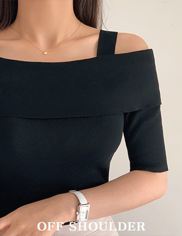 [쫀쫀]츄츄 언발란스 오프숄더 티셔츠(4color) 슬림핏 5부소매 랩디자인 스판 신축성 여름소재 얇은원단 데이트룩 쇄골라인