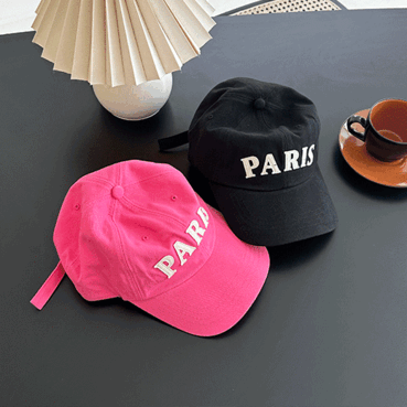 비비드 파리 볼캡(2color) 컬러 모자 캡모자 기본 영문 레터링 핑크 자수
