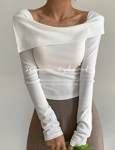 [여리청순]멜로 스퀘어 긴팔티셔츠(4color) 오프숄더 숏 크롭 얇은긴팔 스퀘어넥 보트넥 입술넥 모달 스판
